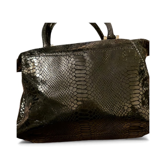 Michael Kors Chain Snake Embossed Leather Shoulder Bag/Cross Body Jet Set BlacK - Picture 13 of 14